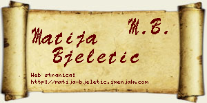 Matija Bjeletić vizit kartica